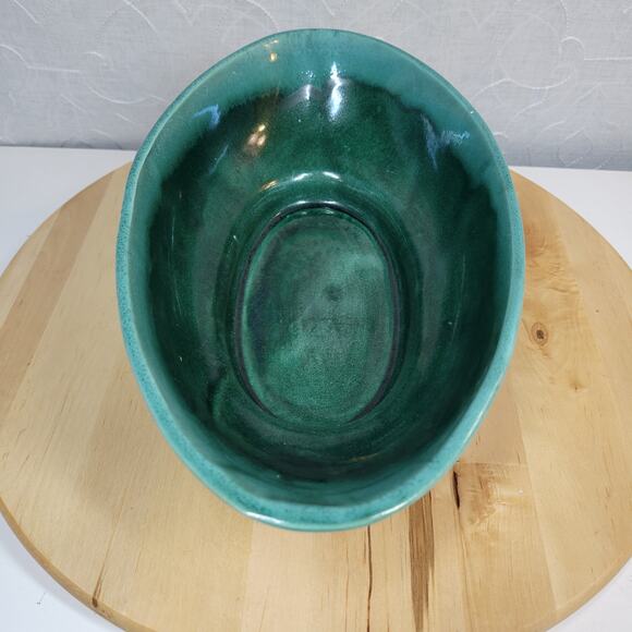 Roseville Pottery Pasadena Planter 12" Green Mid Century Modern Brass Base L-21 - Picture 6 of 12